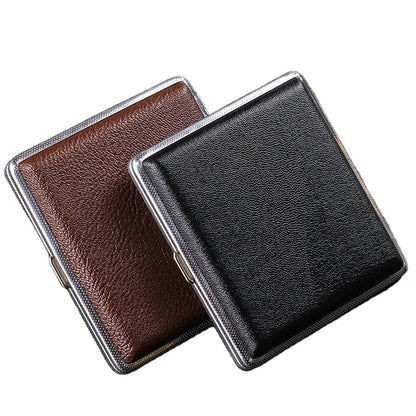 Leder Zigarettenetui Zigarettendose Edle Optik 20 Zigaretten Etui Box in Schwarz