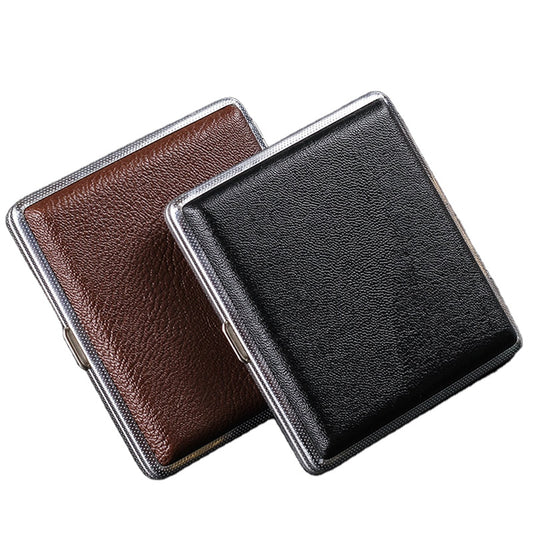 Leder Zigarettenetui Zigarettendose Edle Optik 20 Zigaretten Etui Box in Schwarz