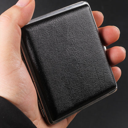 Leder Zigarettenetui Zigarettendose Edle Optik 20 Zigaretten Etui Box in Schwarz