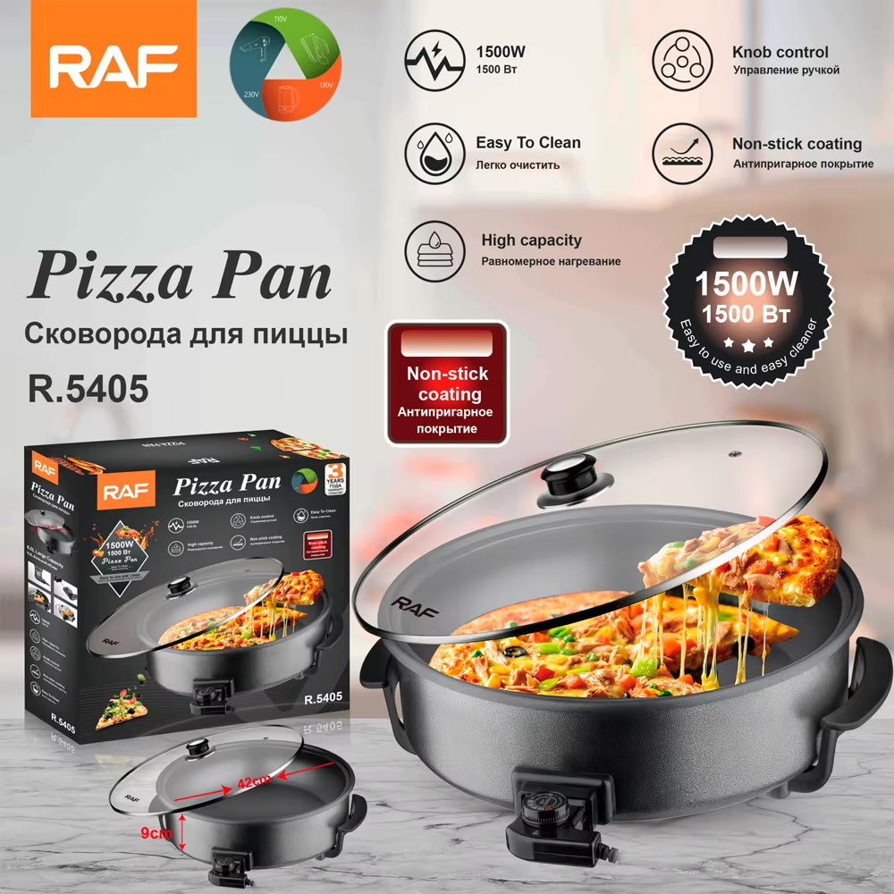 Elektrische Multifunktions-Pfanne Pizzapfanne Elektro mit Deckel 42 x 9 cm 1500W