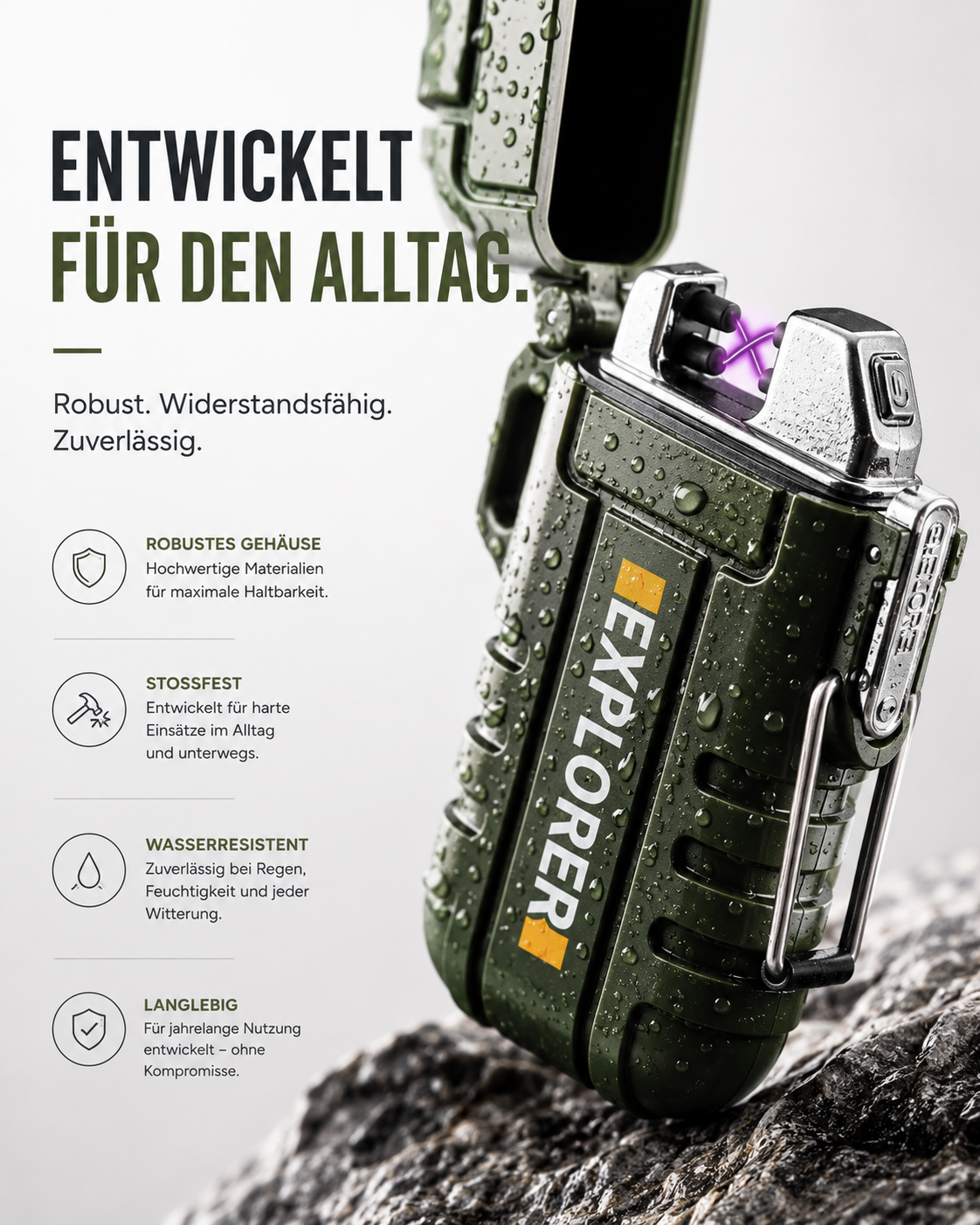 Elektro Sturmfeuerzeug Feuerzeug Elektronisches Wasserdicht inkl.Geschenkbox USB