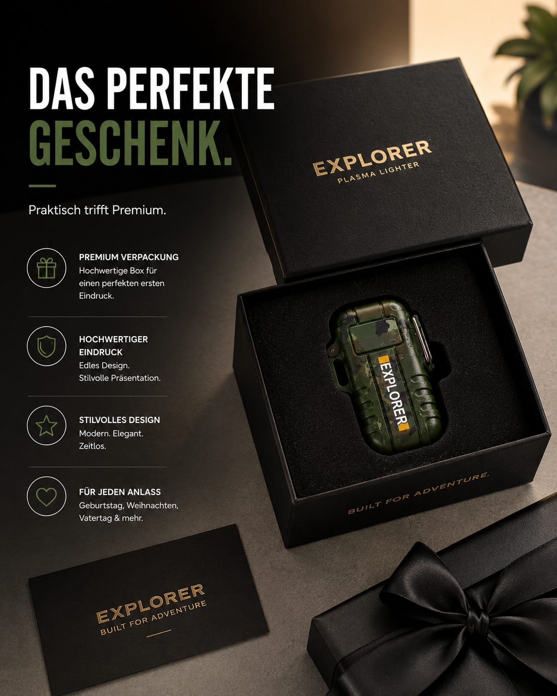 Elektro Sturmfeuerzeug Feuerzeug Elektronisches Wasserdicht inkl.Geschenkbox USB