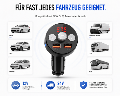 FM Transmitter Bluetooth 5.0 TF AUX Auto MP3 Player USB Ladegerät KFZ Dual Qivee