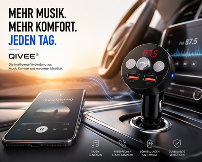 FM Transmitter Bluetooth 5.0 TF AUX Auto MP3 Player USB Ladegerät KFZ Dual Qivee