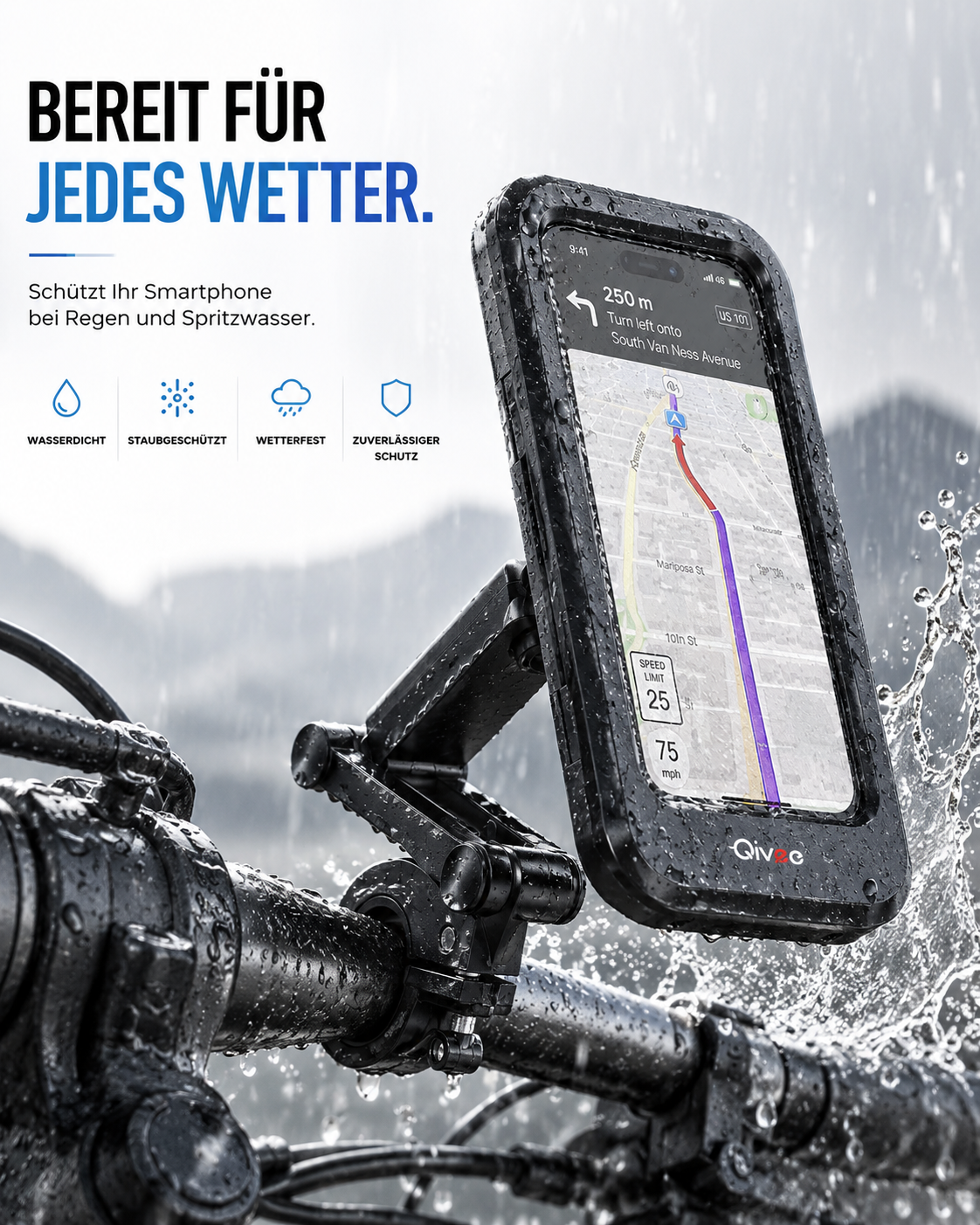 Fahrrad Motorrad Handy Halterung Halter Smartphone Wasserdicht bis 6,7 Zoll 360°