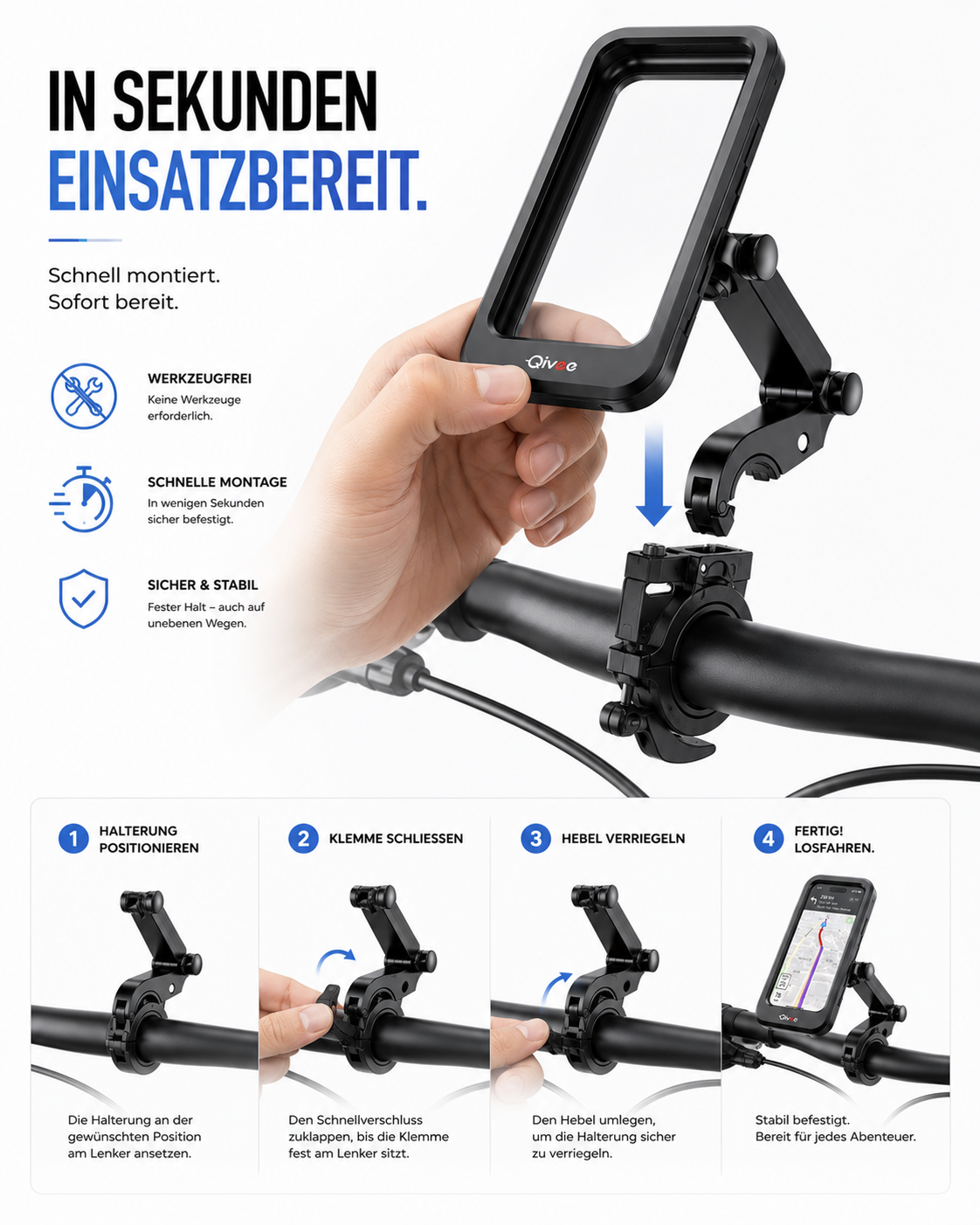 Fahrrad Motorrad Handy Halterung Halter Smartphone Wasserdicht bis 6,7 Zoll 360°