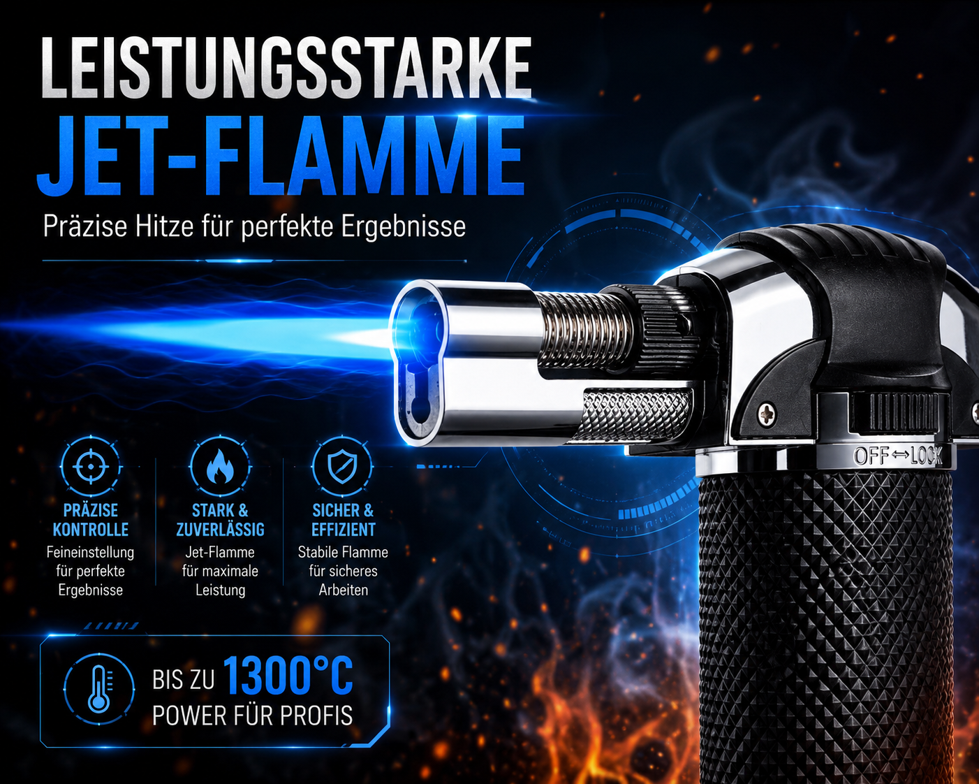 Flambierbrenner Bunsenbrenner Mini Gasbrenner Sturmflamme Crème-Brûlée Feuerzeug