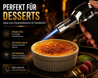 Flambierbrenner Bunsenbrenner Mini Gasbrenner Sturmflamme Crème-Brûlée Feuerzeug