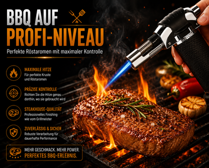 Flambierbrenner Bunsenbrenner Mini Gasbrenner Sturmflamme Crème-Brûlée Feuerzeug