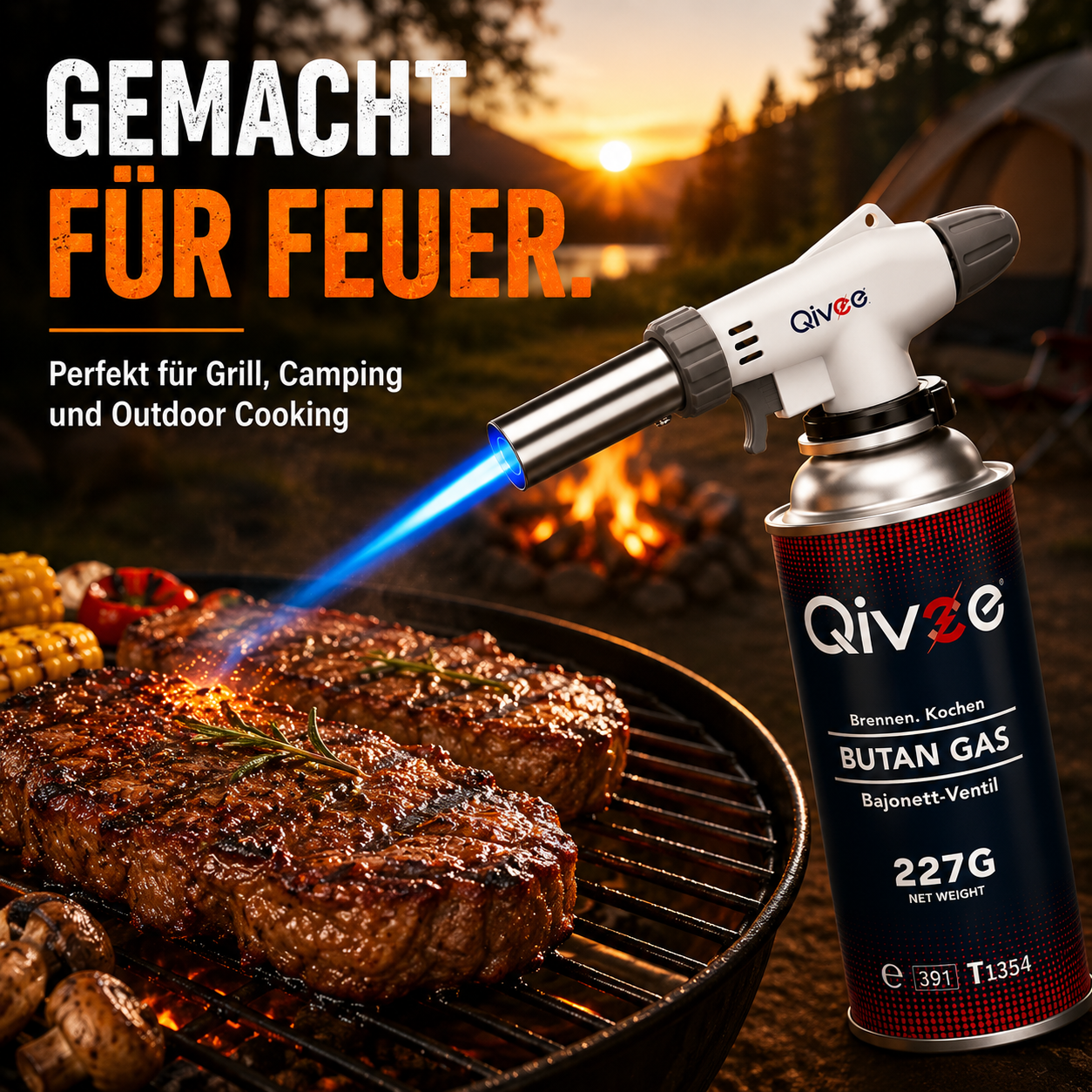 Gasbrenner Bunsenbrenner Lötlampe Löt-Brenner Gasanzünder + Gaskartuschen 227g