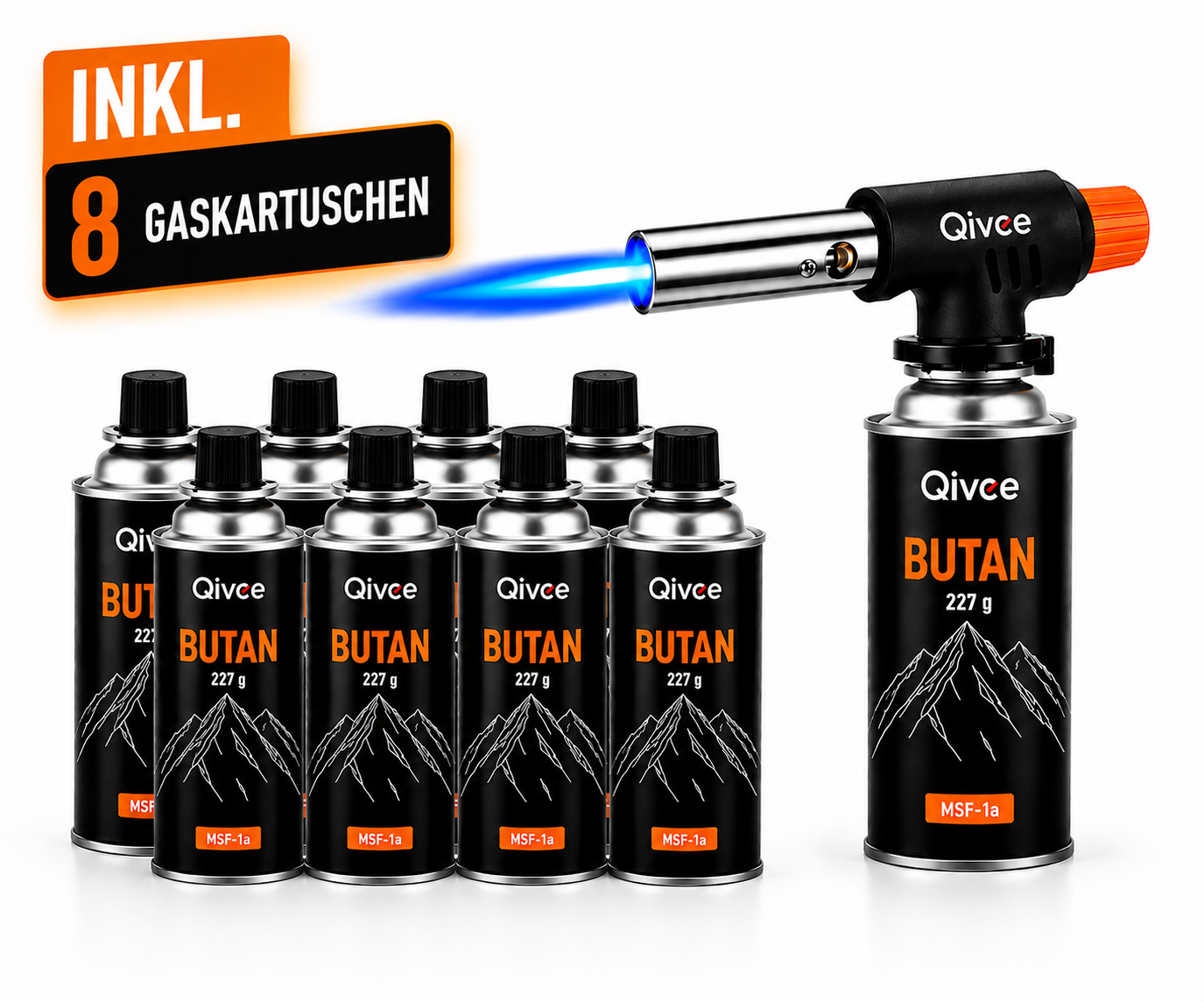 Gasbrenner Bunsenbrenner Lötlampe Lötbrenner Gasanzünder + 4 Gaskartuschen 227g