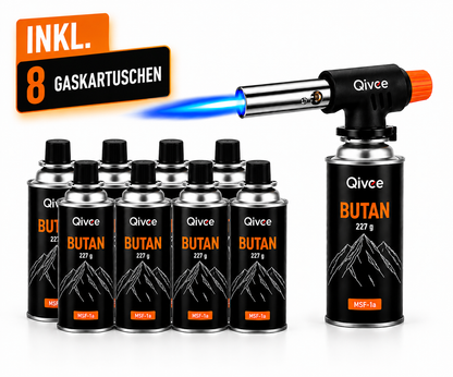 Gasbrenner Bunsenbrenner Lötlampe Lötbrenner Gasanzünder + 4 Gaskartuschen 227g