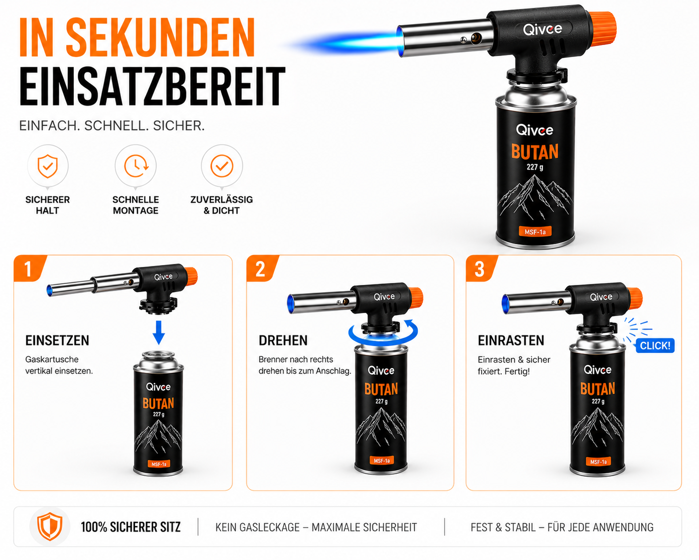 Gasbrenner Bunsenbrenner Lötlampe Lötbrenner Gasanzünder + 4 Gaskartuschen 227g