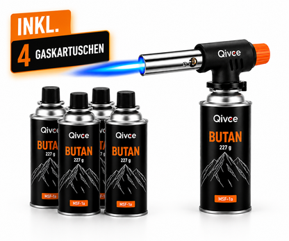 Gasbrenner Bunsenbrenner Lötlampe Lötbrenner Gasanzünder + 4 Gaskartuschen 227g