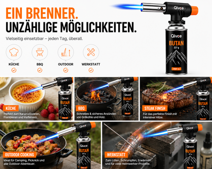 Gasbrenner Bunsenbrenner Lötlampe Lötbrenner Gasanzünder + 4 Gaskartuschen 227g