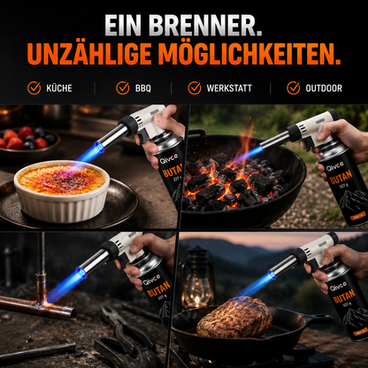 Gasbrenner Bunsenbrenner Lötlampe Löt-Brenner Gasanzünder + Gaskartuschen 227g