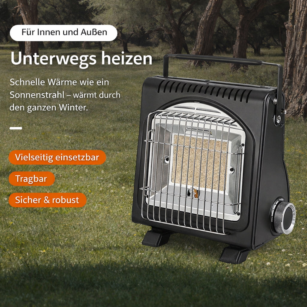Tragbare Gasheizung 2in1 Gasheizer Camping Heizgerät Heizstrahler + 4 Kartuschen