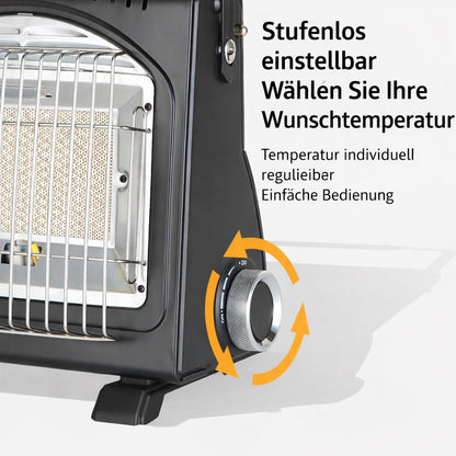 Tragbare Gasheizung 2in1 Gasheizer Camping Heizgerät Heizstrahler + 4 Kartuschen