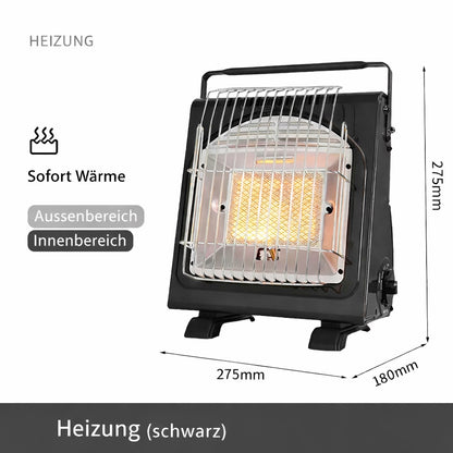 Tragbare Gasheizung 2in1 Gasheizer Camping Heizgerät Heizstrahler + 4 Kartuschen