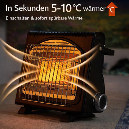 Tragbare Gasheizung 2in1 Gasheizer Camping Heizgerät Heizstrahler + 4 Kartuschen