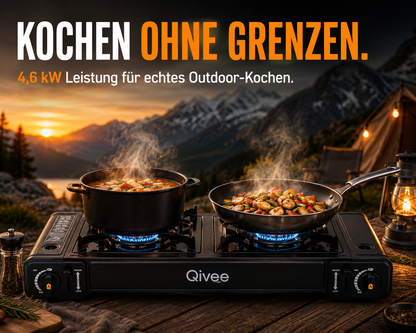 Gaskocher Campingkocher Gas Kocher Camping Herd Notfallkocher 2-Flammig Piezo