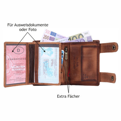 Geldbörse Geldbeutel Portemonnaie Büffelleder RFID Vollleder Herren Börse Leder