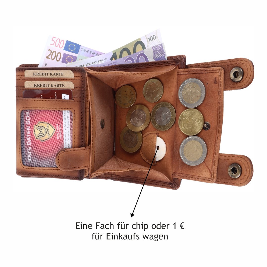 Geldbörse Geldbeutel Portemonnaie Büffelleder RFID Vollleder Herren Börse Leder