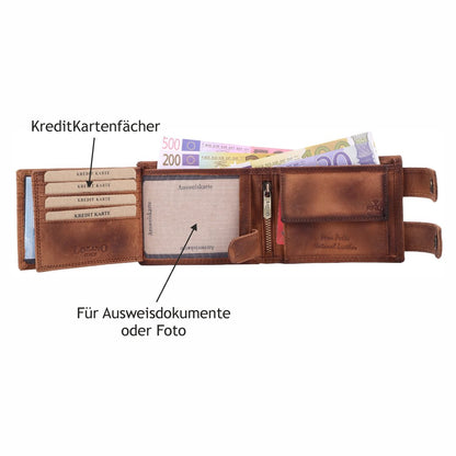 Geldbörse Geldbeutel Portemonnaie Büffelleder RFID Vollleder Herren Börse Leder