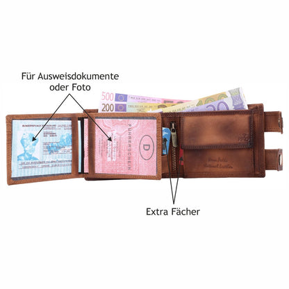 Geldbörse Geldbeutel Portemonnaie Büffelleder RFID Vollleder Herren Börse Leder