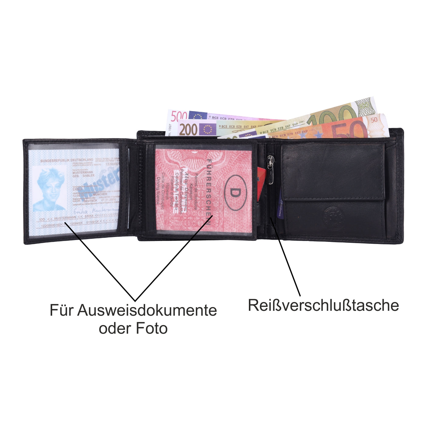 Geldbörse Geldbeutel Portemonnaie Büffelleder RFID Vollleder Herren Börse Leder