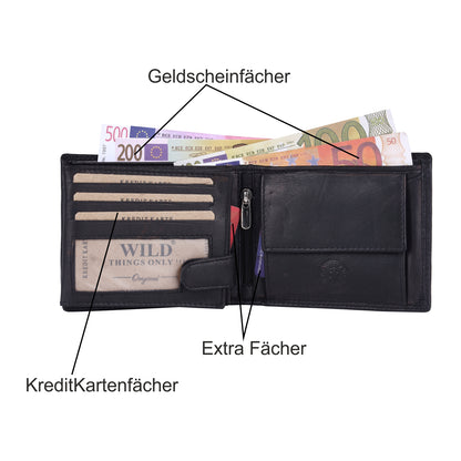 Geldbörse Geldbeutel Portemonnaie Büffelleder RFID Vollleder Herren Börse Leder