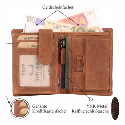 Geldbörse Geldbeutel Portemonnaie Büffelleder RFID Vollleder Herren Börse Leder
