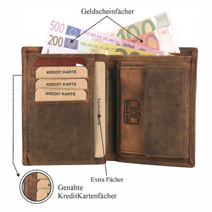 Geldbörse Geldbeutel Portemonnaie Büffelleder RFID Vollleder Herren Börse Leder