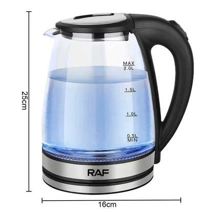 Wasserkocher Glas mit LED-Beleuchtung Edelstahl Teekocher 2.0L 2000W BPA-Frei