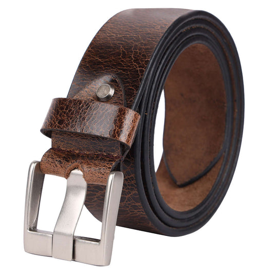 Echt Leder Gürtel Herren Damen 3,5 cm Ledergürtel für Anzug, Jeans Braun