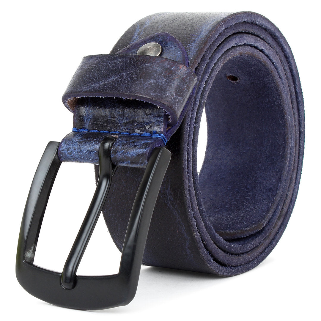 Echt Leder Gürtel 4cm Herren Damen Ledergürtel für Jeans, Anzug Schwarz Kürzbar