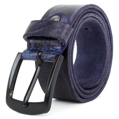 Echt Leder Gürtel 4cm Herren Damen Ledergürtel für Jeans, Anzug Schwarz Kürzbar