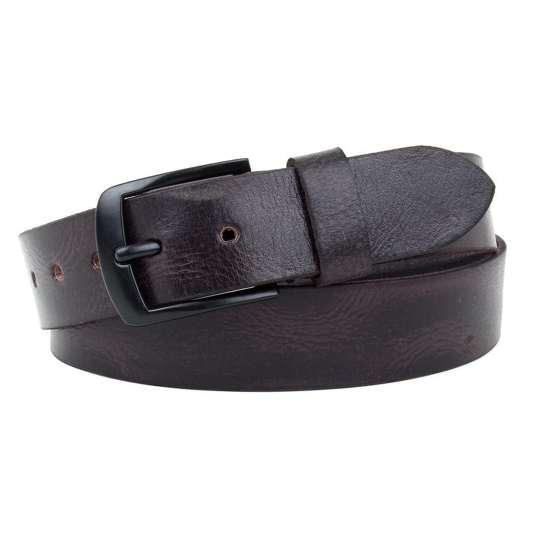 Echt Leder Gürtel 4cm Herren Damen Ledergürtel für Jeans, Anzug Schwarz Kürzbar