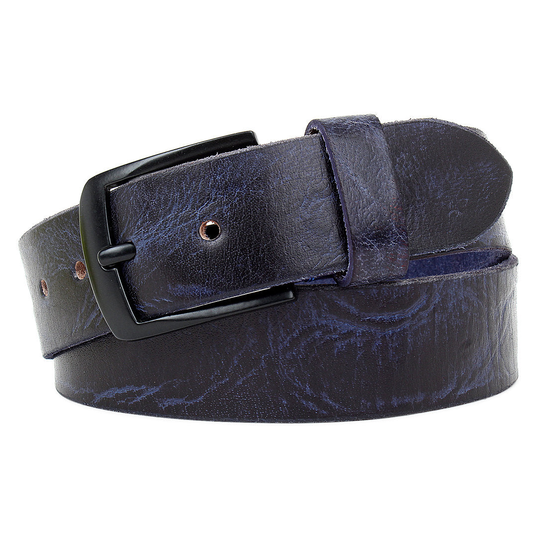 Echt Leder Gürtel 4cm Herren Damen Ledergürtel für Jeans, Anzug Schwarz Kürzbar