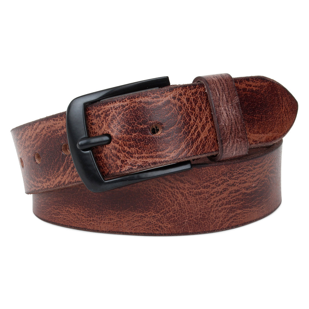 Echt Leder Gürtel 4cm Herren Damen Ledergürtel für Jeans, Anzug Schwarz Kürzbar