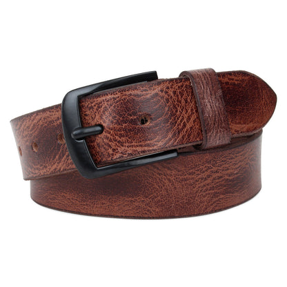 Echt Leder Gürtel 4cm Herren Damen Ledergürtel für Jeans, Anzug Schwarz Kürzbar
