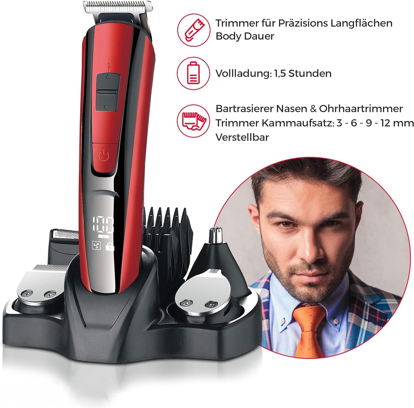 Haarschneidemaschine Haarschneider Profi Trimmer Rasierer Bart Clipper Hair Akku