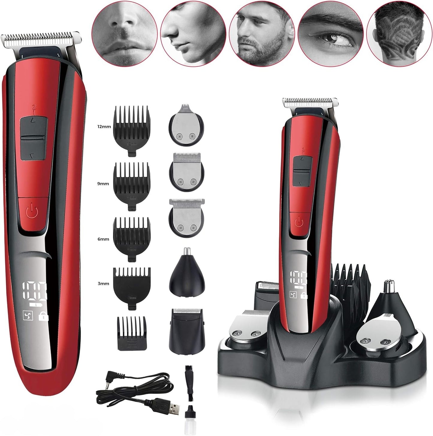 Haarschneidemaschine Haarschneider Profi Trimmer Rasierer Bart Clipper Hair Akku