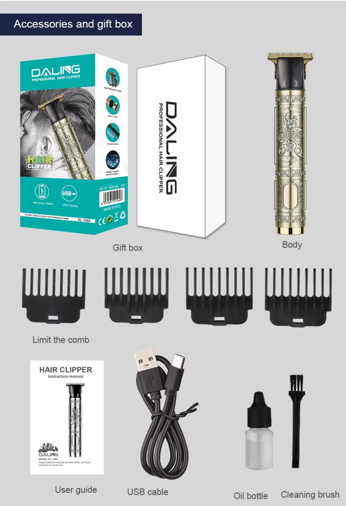 Profi Bart Trimmer Haarschneider Rasierer Haarschneidemaschine Clipper Hair Akku