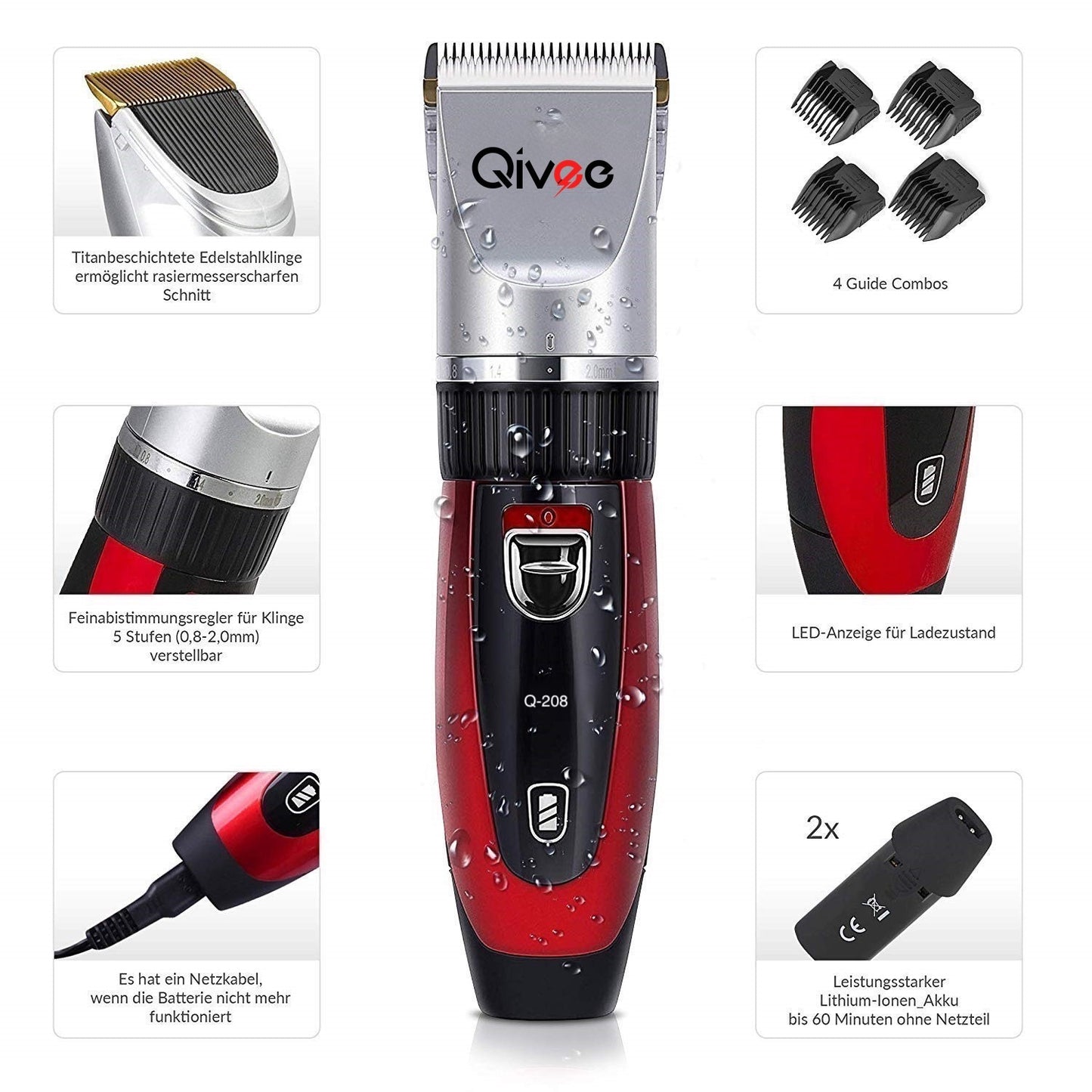 Haarschneider Haarschneidemaschine Profi Trimmer Rasierer Bart Clipper Hair Akku