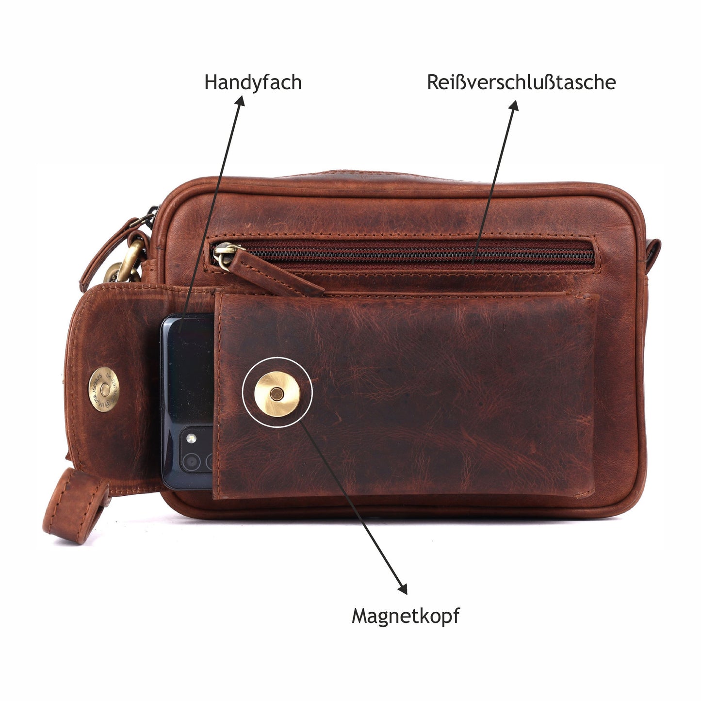 Leder Handgelenktasche Reise Handtasche kleine Dokumententasche Herren