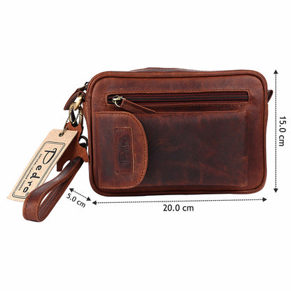 Leder Handgelenktasche Reise Handtasche kleine Dokumententasche Herren