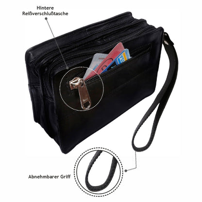 Leder Handgelenktasche Reise Handtasche kleine Dokumententasche Herren