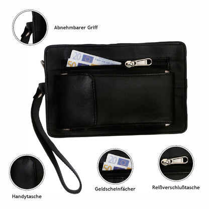 Leder Handgelenktasche Reise Handtasche kleine Dokumententasche Herren