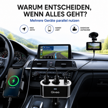 KFZ Adapter 2-Fach Dose Zigarettenanzünder Verteiler mit 12V/24V Steckdose Auto